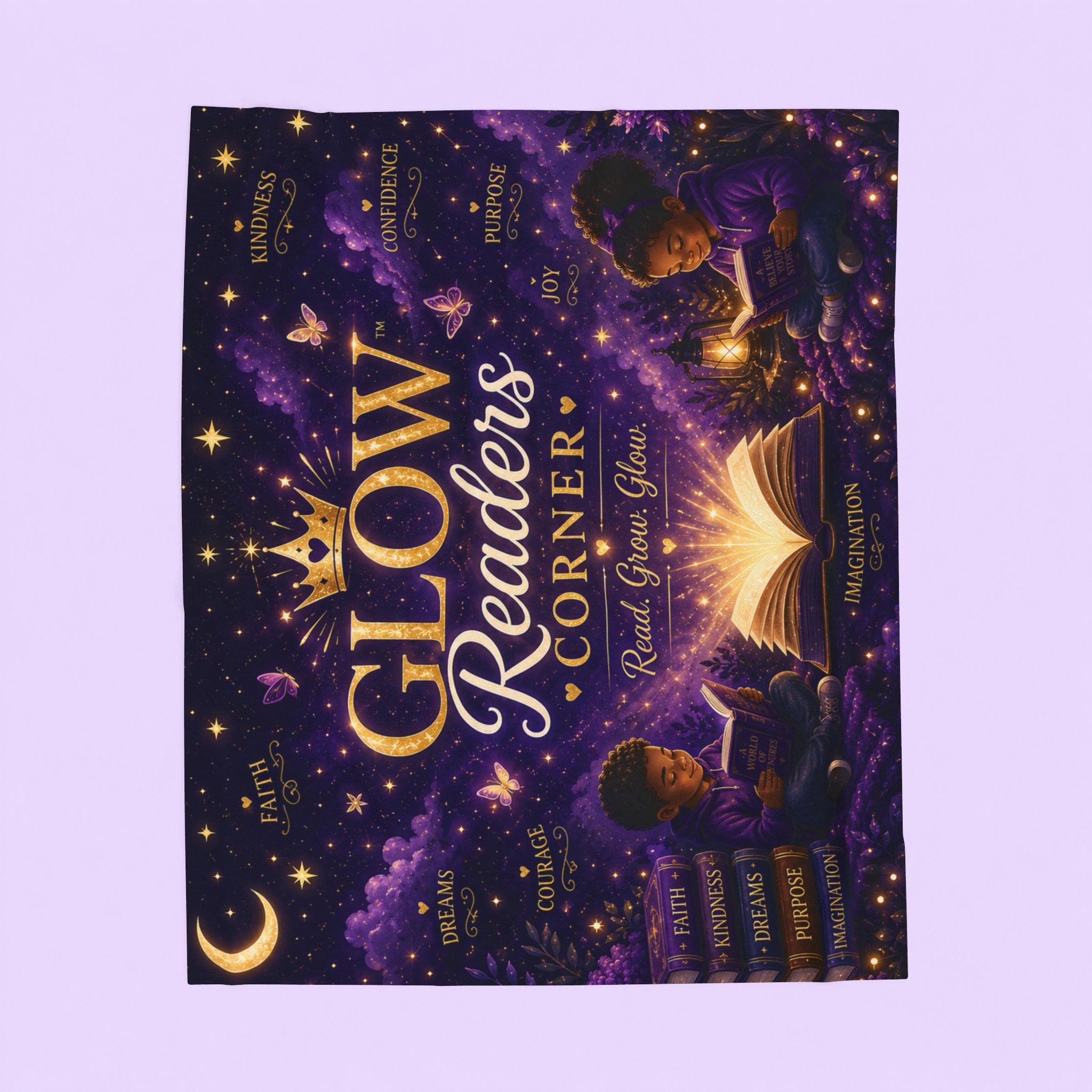 Glow Readers Corner™ Signature Velveteen Plush Blanket — Cozy Reading Throw for Kids & Teens